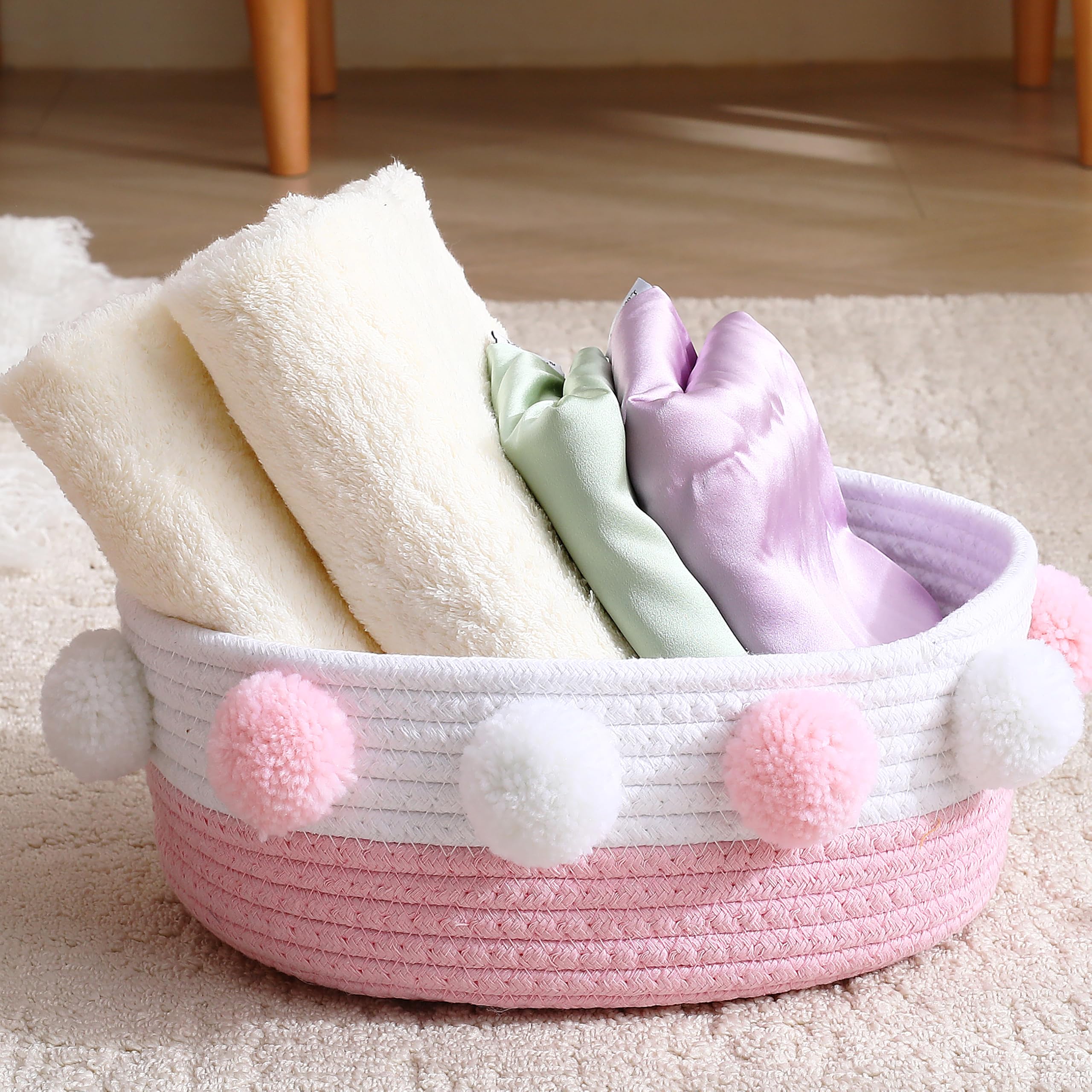 RengaoRise pink pom-pom basket styled for weddings and occasions