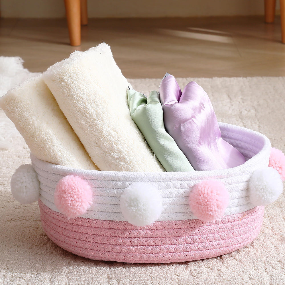 RengaoRise pink pom-pom basket styled for weddings and occasions