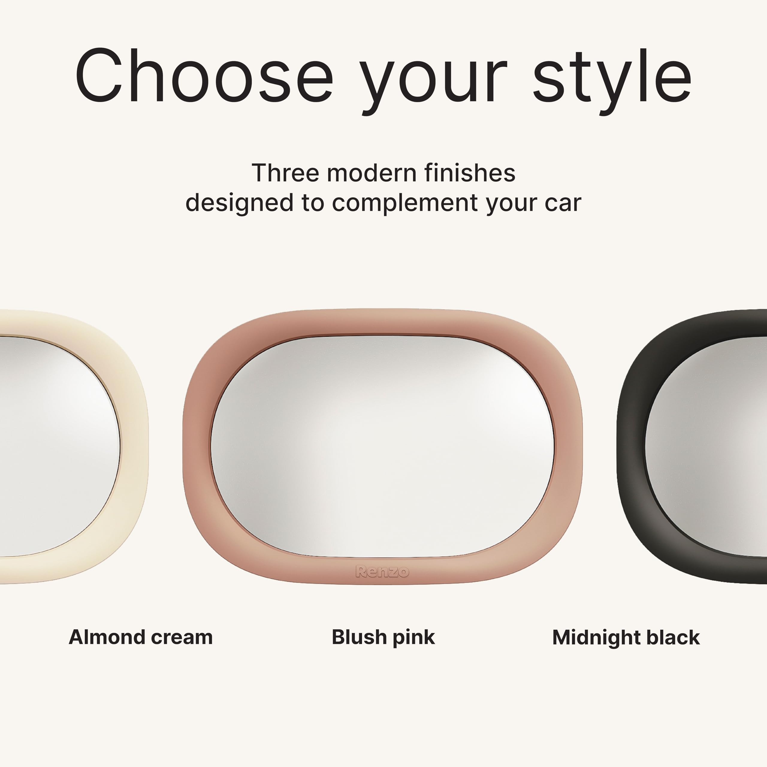 Renzo baby car mirror features shatter-resistant lens for durable daily use.