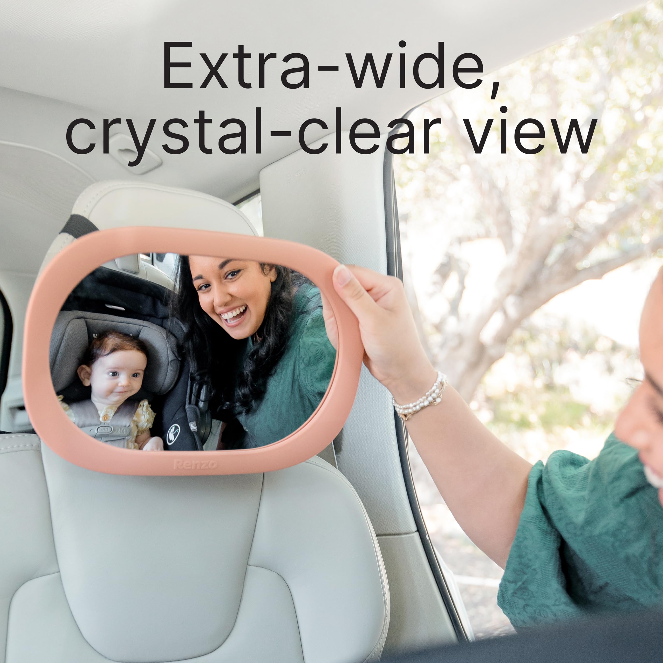 Renzo mirror installs without tools for quick, secure setup.
