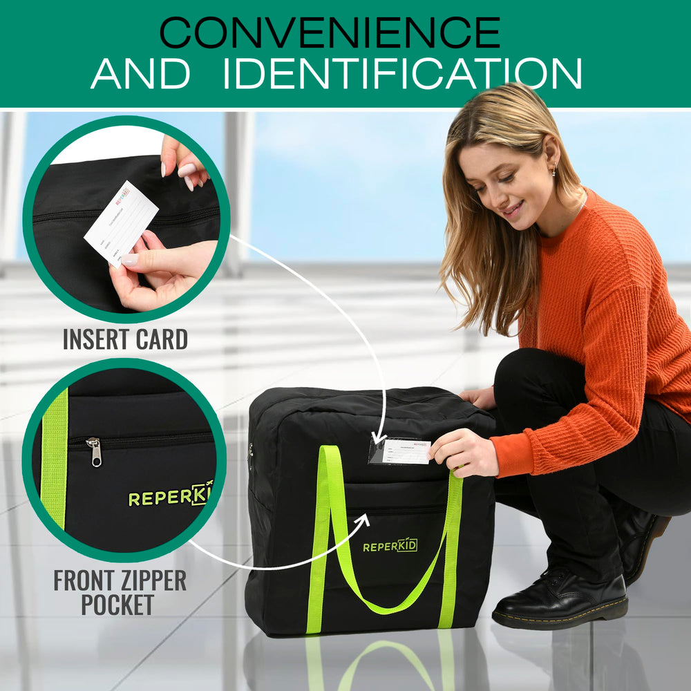 Reperkid booster seat travel bag zipper closeup emphasizing secure closure