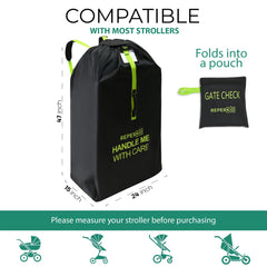 Reperkid stroller bag clip and drawstrings demonstrate secure closure for belongings.