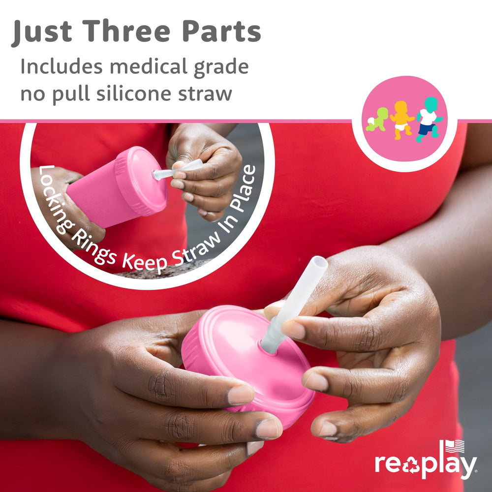 Re-Play Mermaid straw cup with lid off demonstrates easy cleaning.