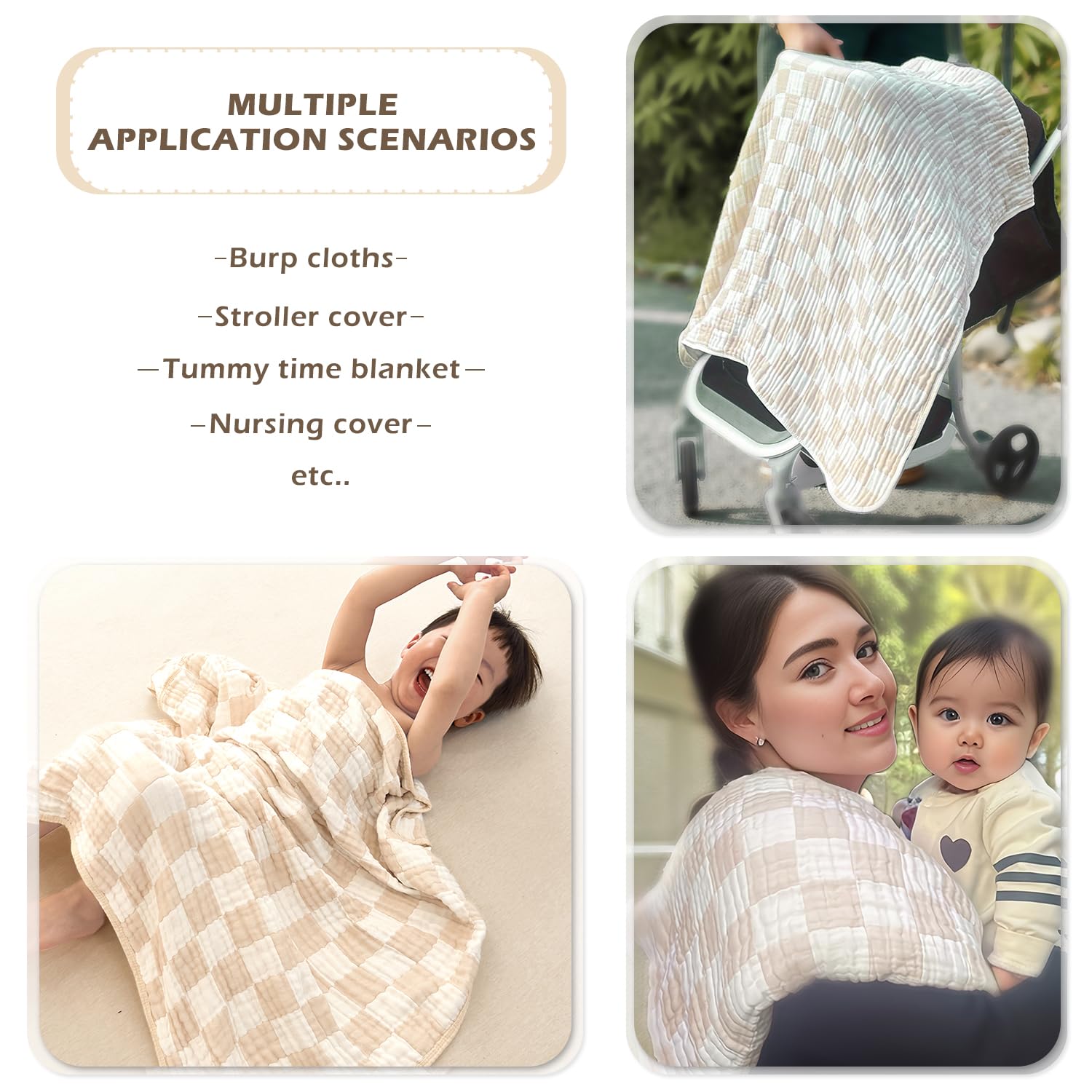REPRECONF nursing cover or burp cloth use with the blanket shown in everyday baby routines