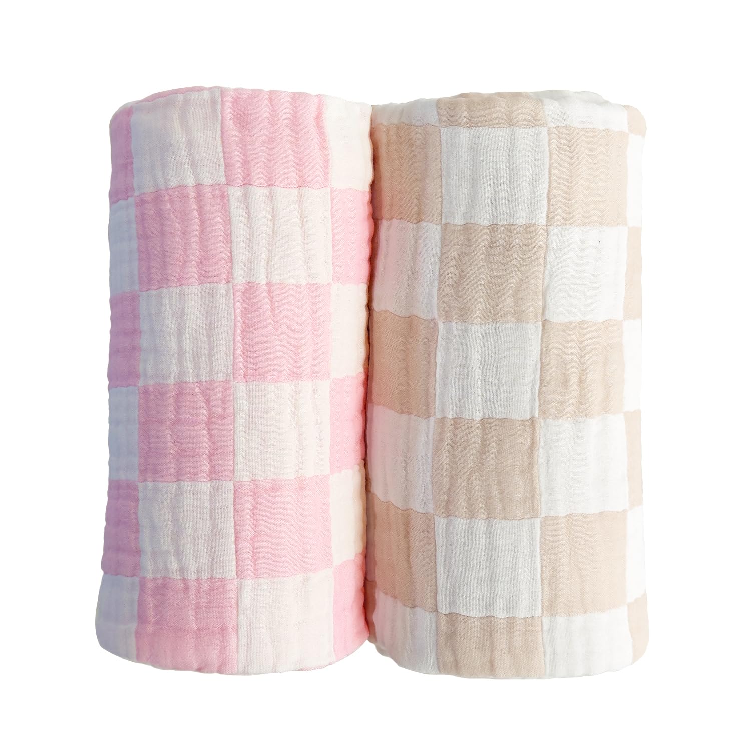 REPRECONF ultra-soft checkered blanket in cream for cozy swaddling and baby comfort