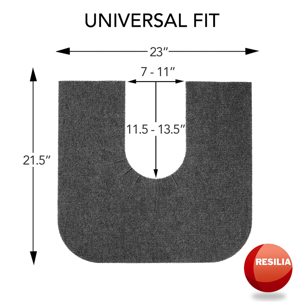 RESILIA potty mat with non-slip backing stabilizing it on the bathroom floor.
