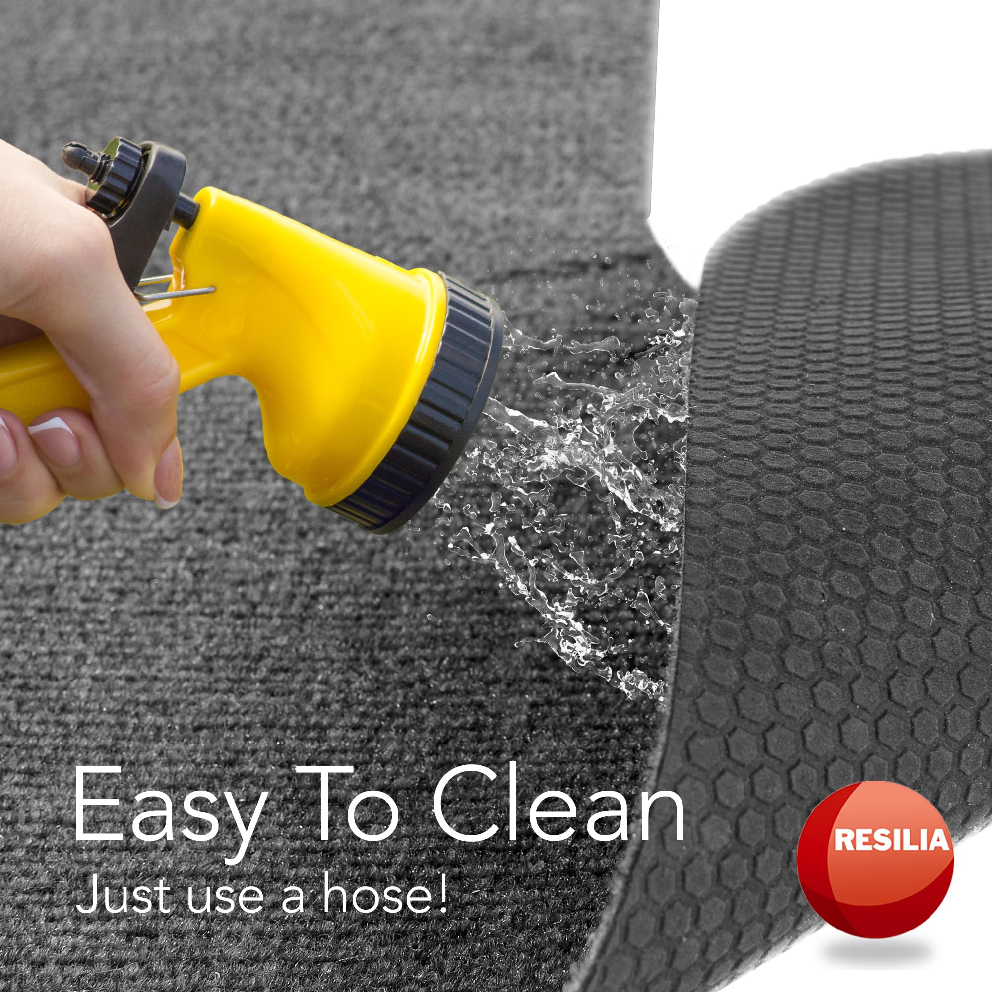 RESILIA two-pack charcoal mats ready for home or school bathrooms.