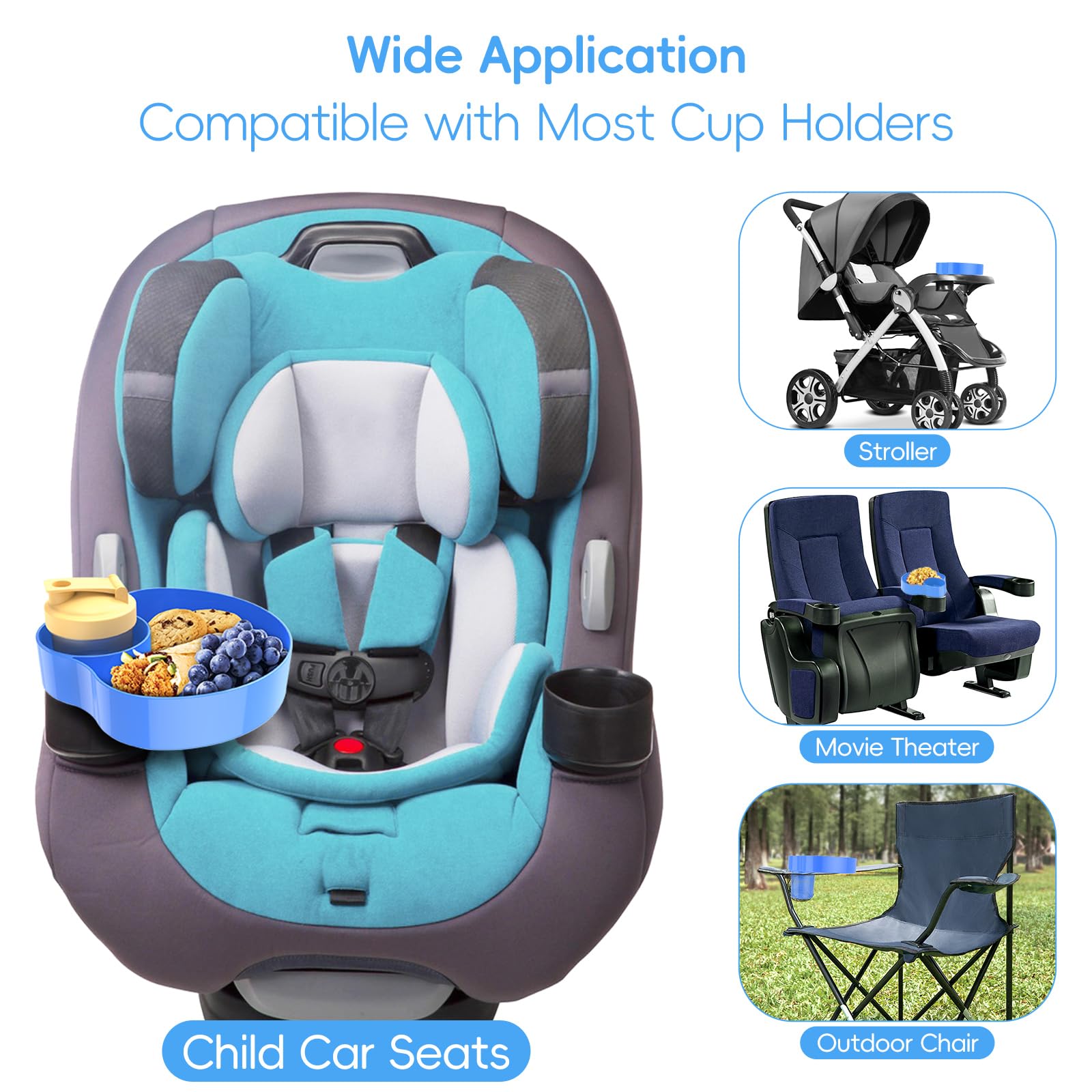 Resptasski multi-use tray for cars, strollers, and outdoor seating.