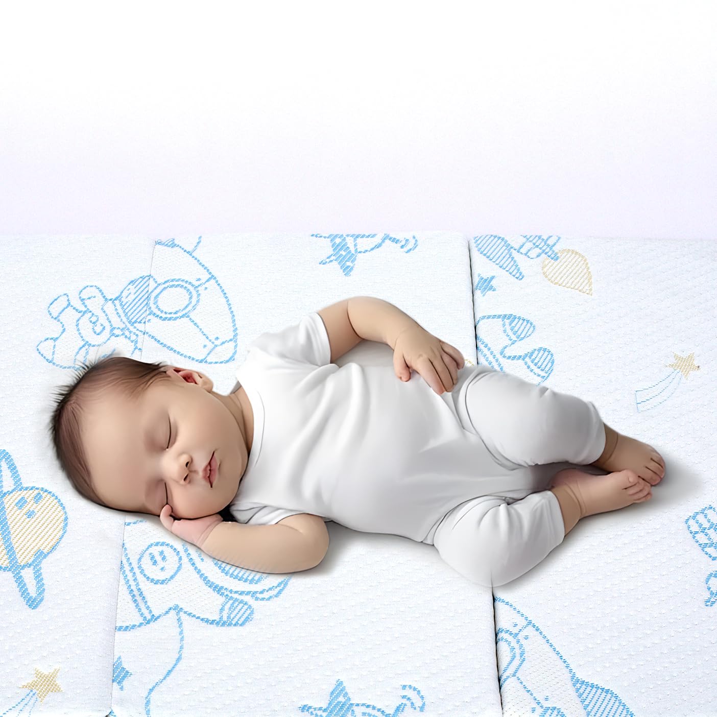 Ressainic Pack and Play mattress in travel use scenario