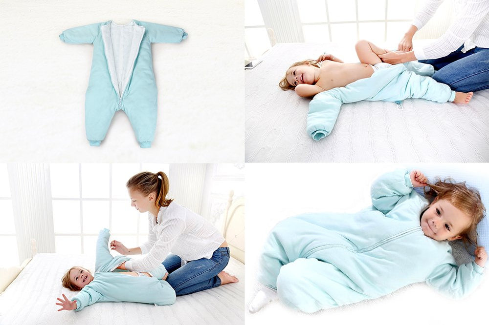 RESTCLOUD three-way-zipper sleep sack—easy top and bottom access for quick diaper changes.