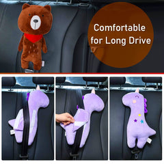 Resulzon bear seatbelt pillow closed-attachment demonstrates easy fastening for a secure fit
