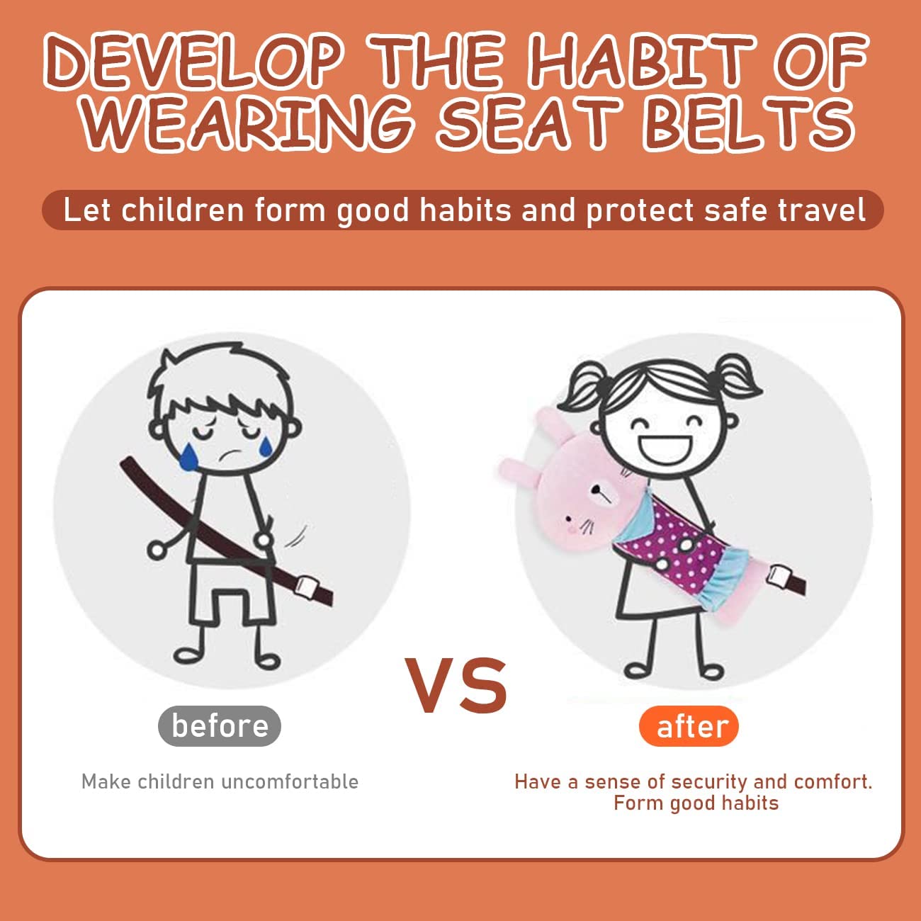 Resulzon bear seatbelt pillow PP cotton-fill provides cuddly plush feel