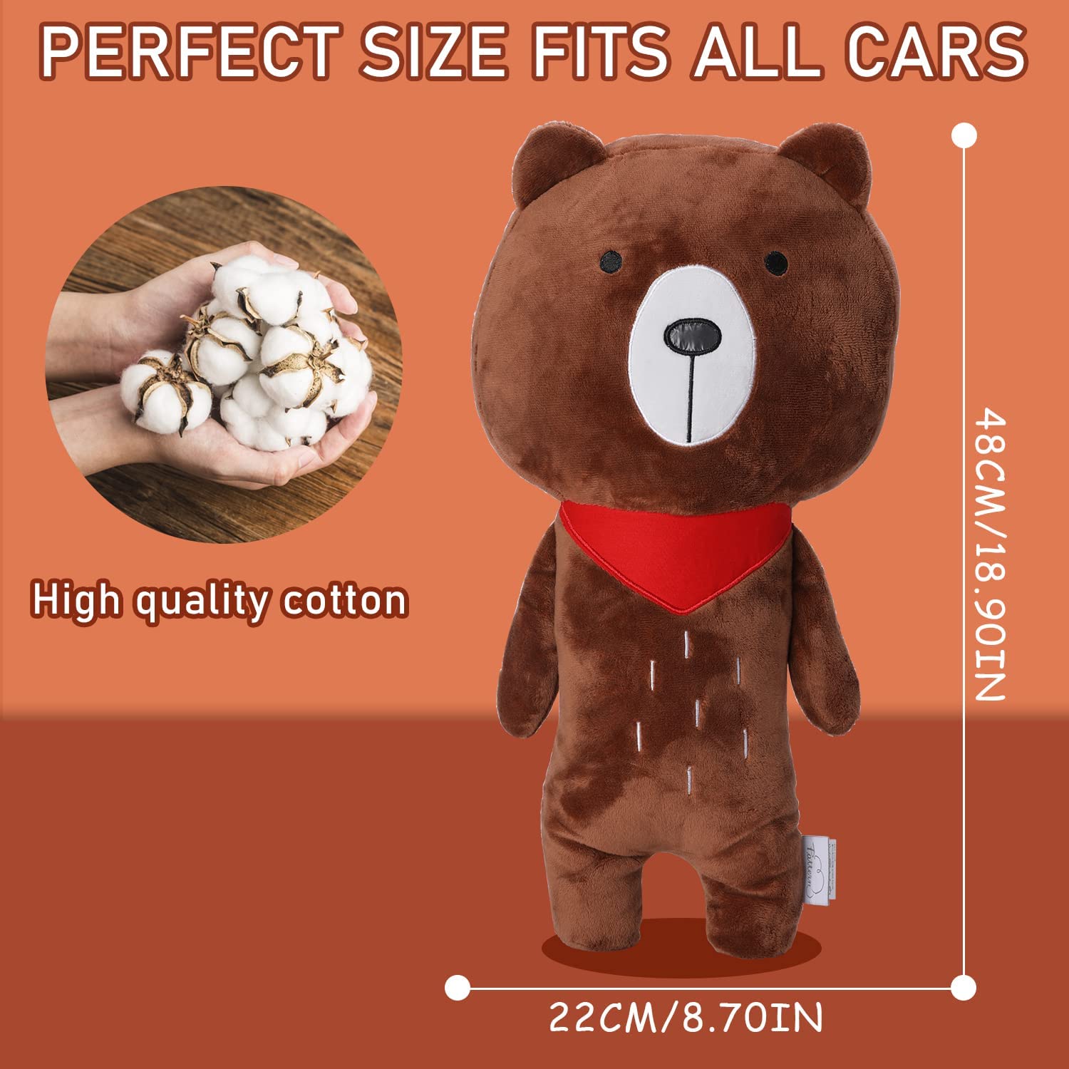 Resulzon bear seatbelt pillow universal-fit image shows one-size-for-all car belts