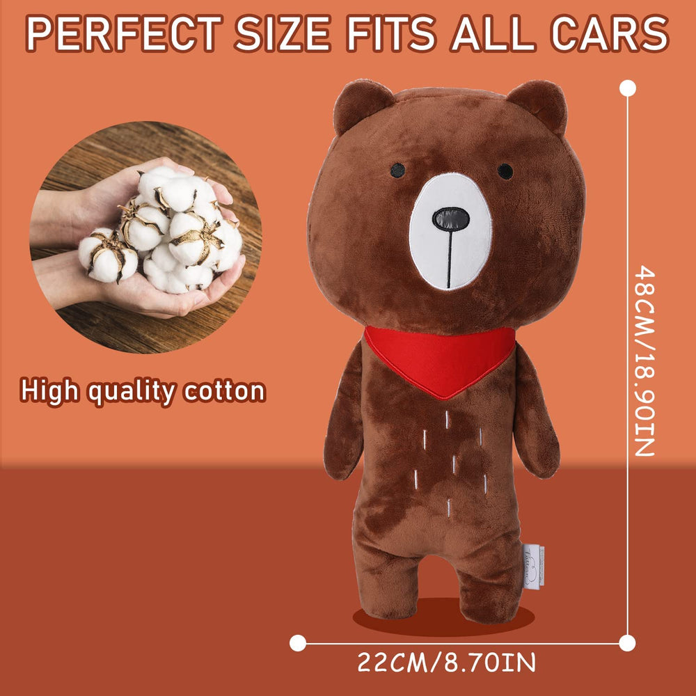 Resulzon bear seatbelt pillow universal-fit image shows one-size-for-all car belts