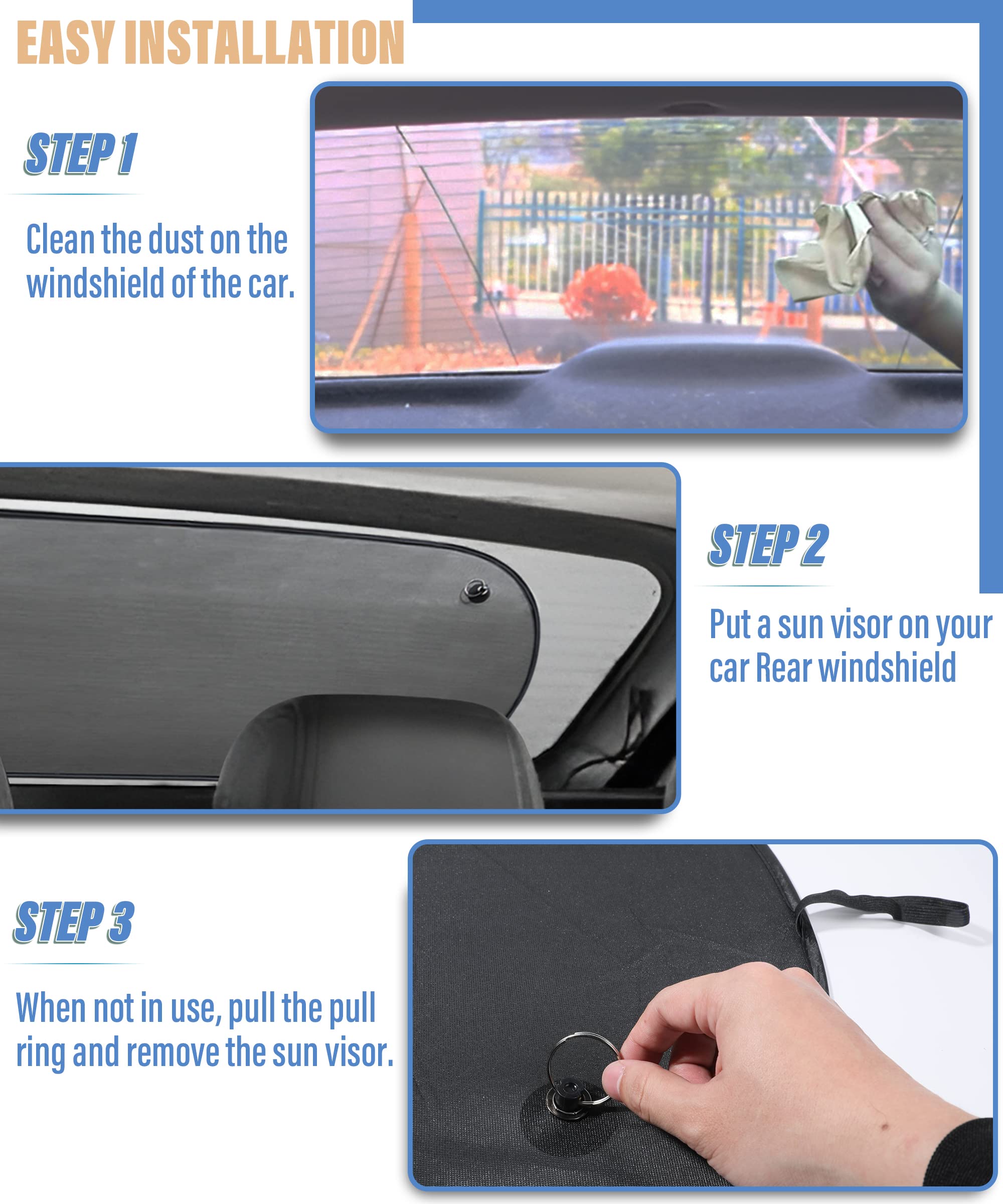 Reswish ESEWALAS 39x20 inch rear window shade fits most cars