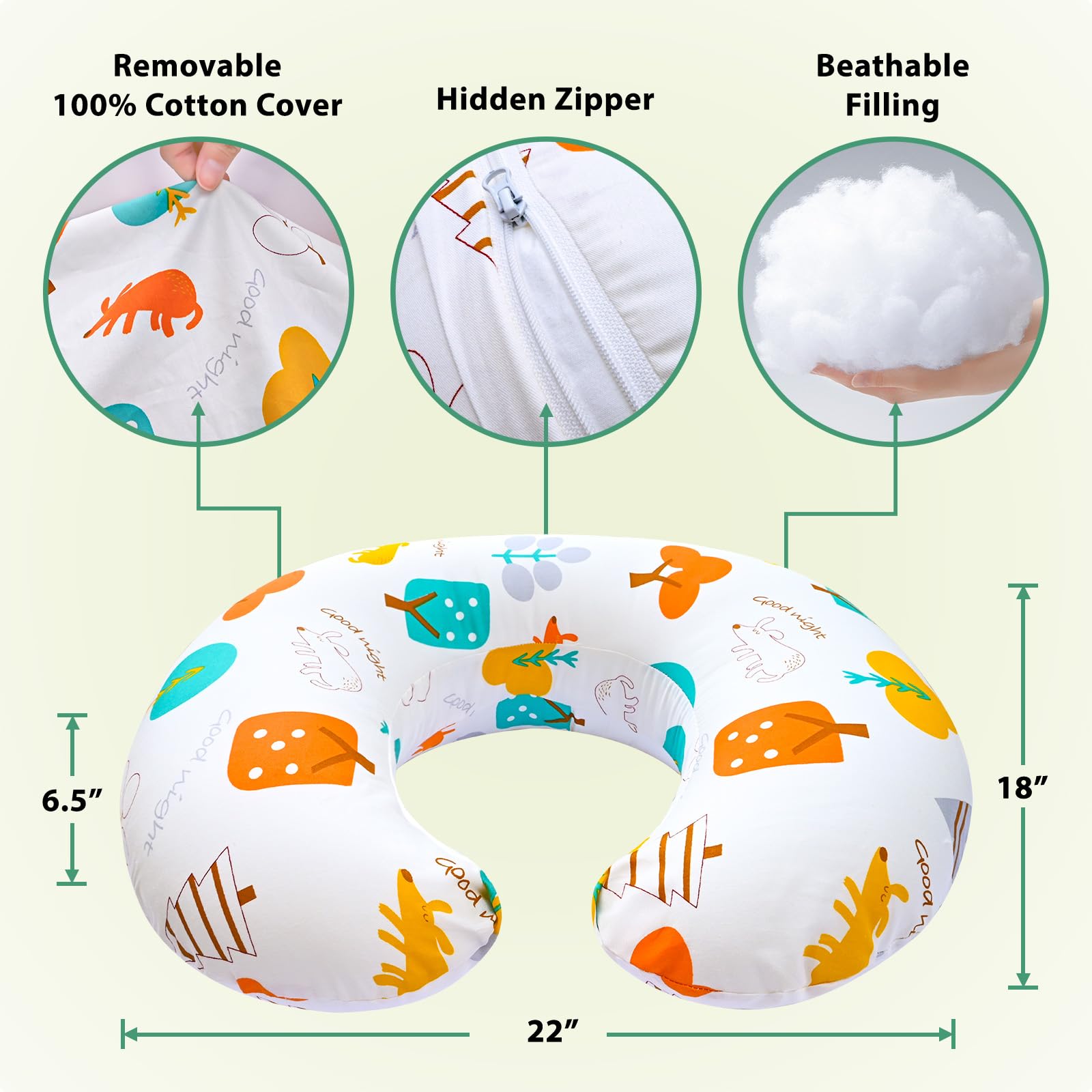 Resylp nursing pillow fabric close-up highlights breathable cotton and smooth texture.