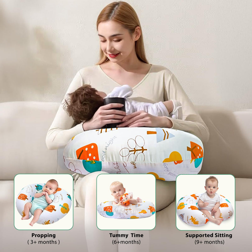 Resylp nursing pillow machine-washable cover and filling for easy care.