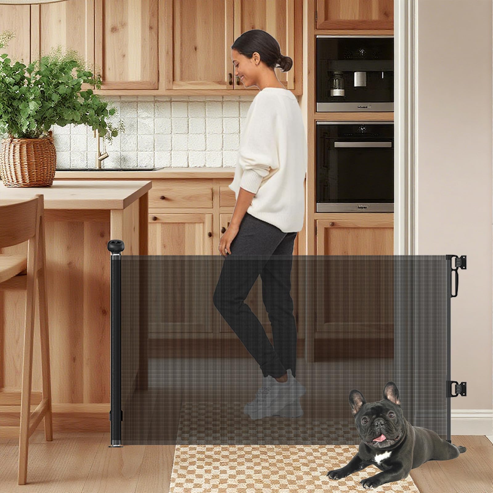 Retractable Safety Gate ultra wide coverage reaches 55.1 inches for large doorways and stairs.