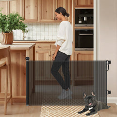 Retractable Safety Gate ultra wide coverage reaches 55.1 inches for large doorways and stairs.
