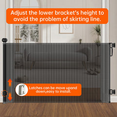 Retractable Safety Gate zero threshold design keeps floors flush and reduces trip hazards.