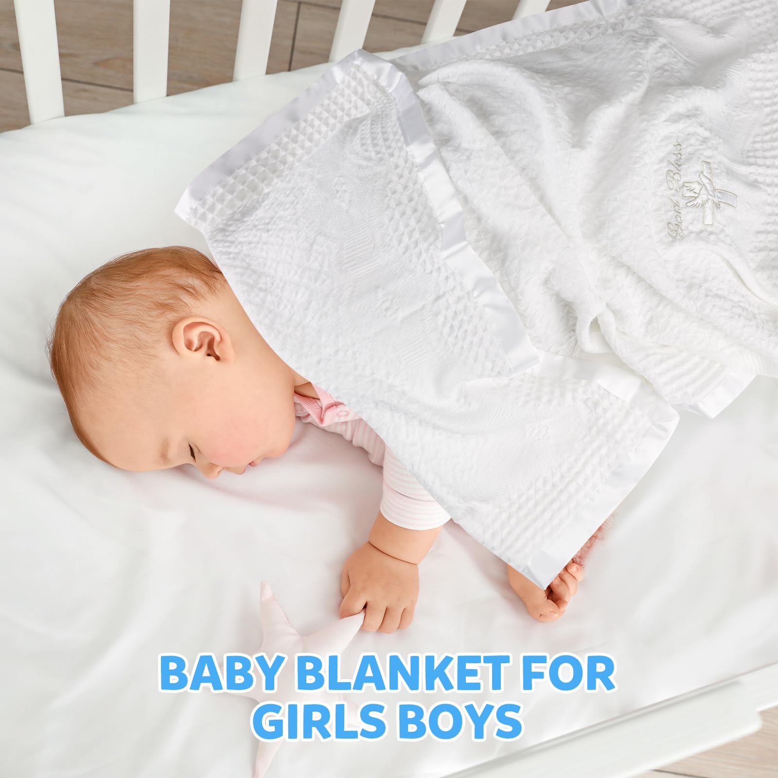 Runeaoys baby receiving blanket with satin border offers cozy comfort