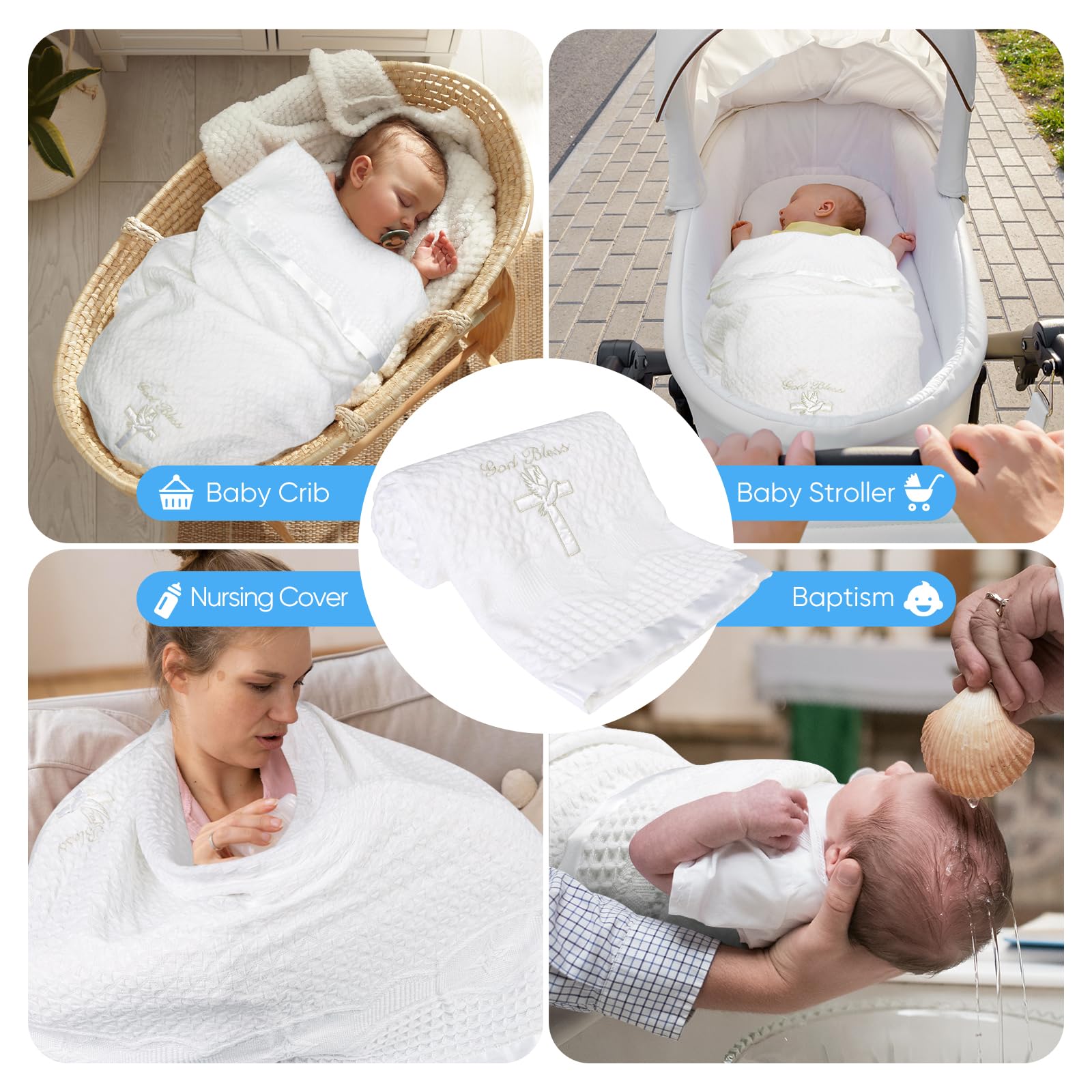 Runeaoys baptism-ready blanket for photo-perfect church moments and keepsakes