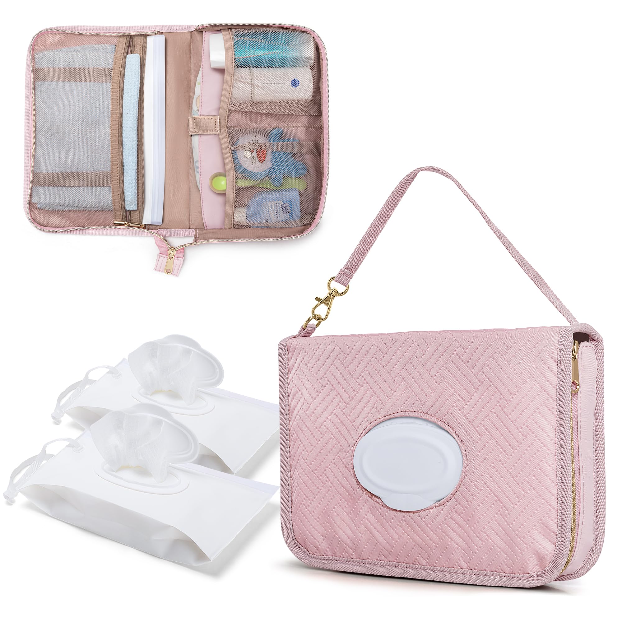 Rexmica diaper clutch bag pink side pocket keeps essentials accessible on the go