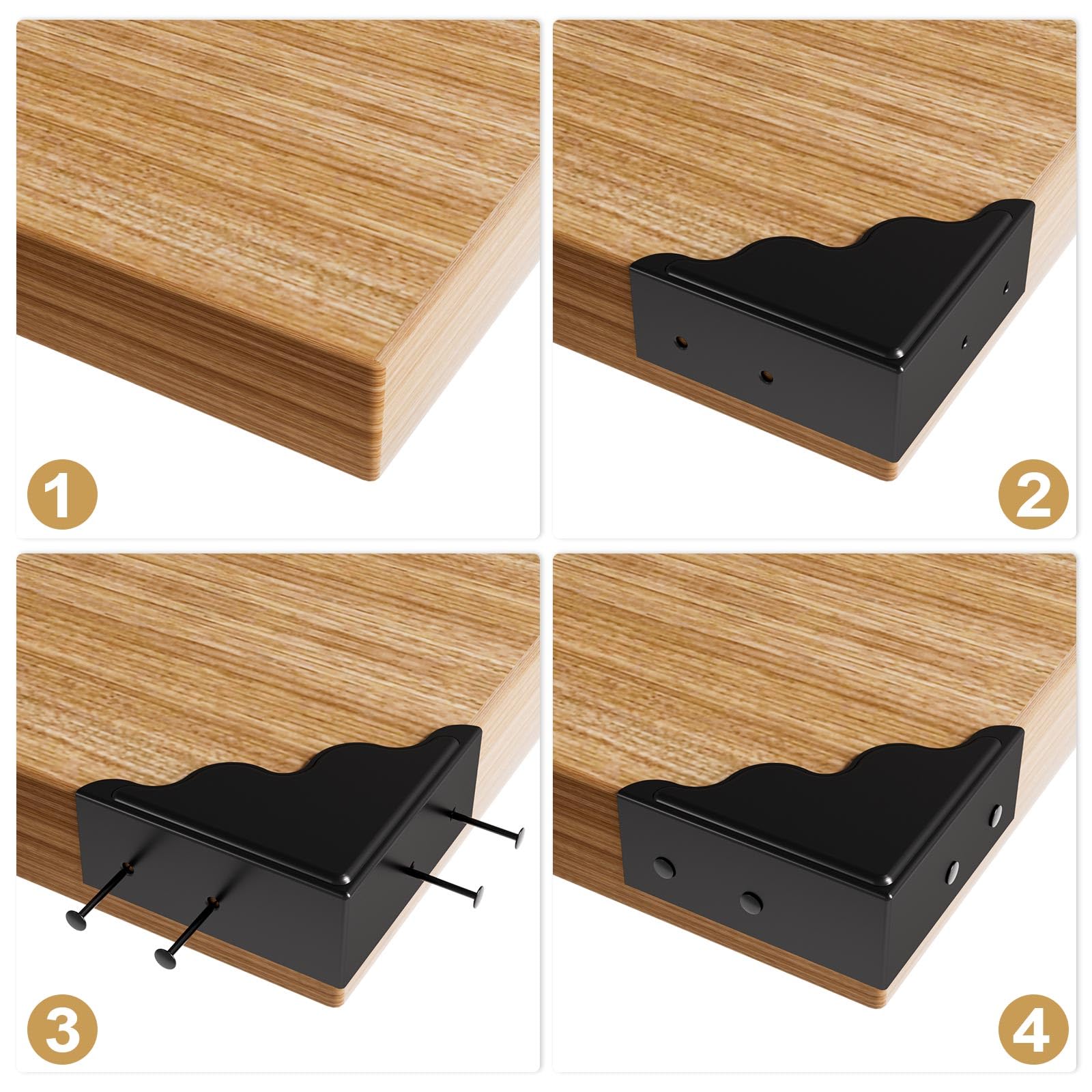 RFORPLY packaging and screws demonstrate complete kit for easy installation on corners.