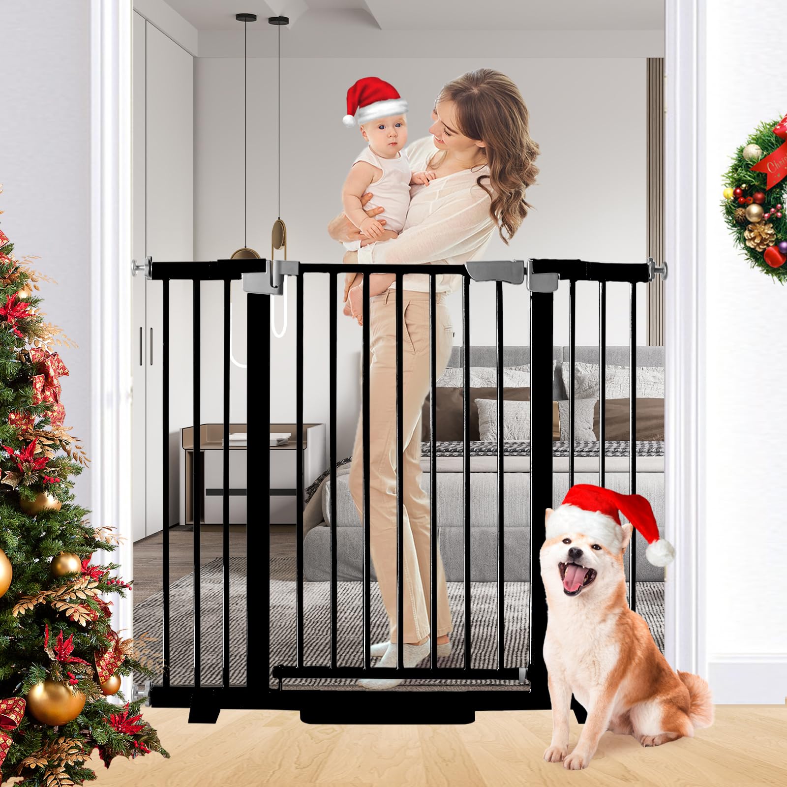 Rgqphantom 41in tall pet gate installed on stairs for safer pet navigation