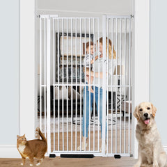 Rgqphantom 71-inch extra tall gate closed helps prevent jumpers at stairs or doorways.