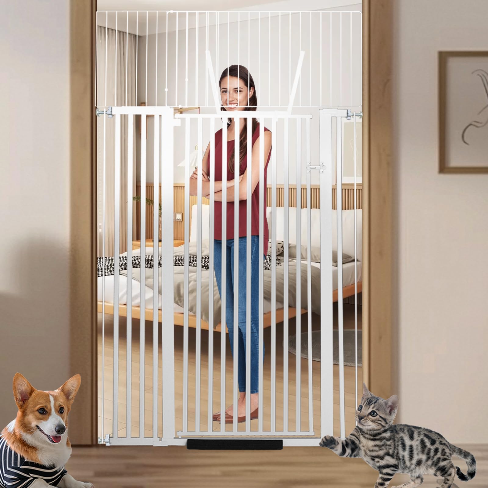 Rgqphantom 71-inch gate front view shows tall barrier for stairs.