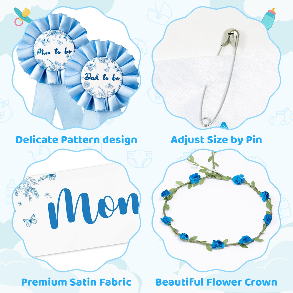 R HORSE dad to be corsage pin in blue floral style.