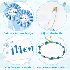 R HORSE dad to be corsage pin in blue floral style.