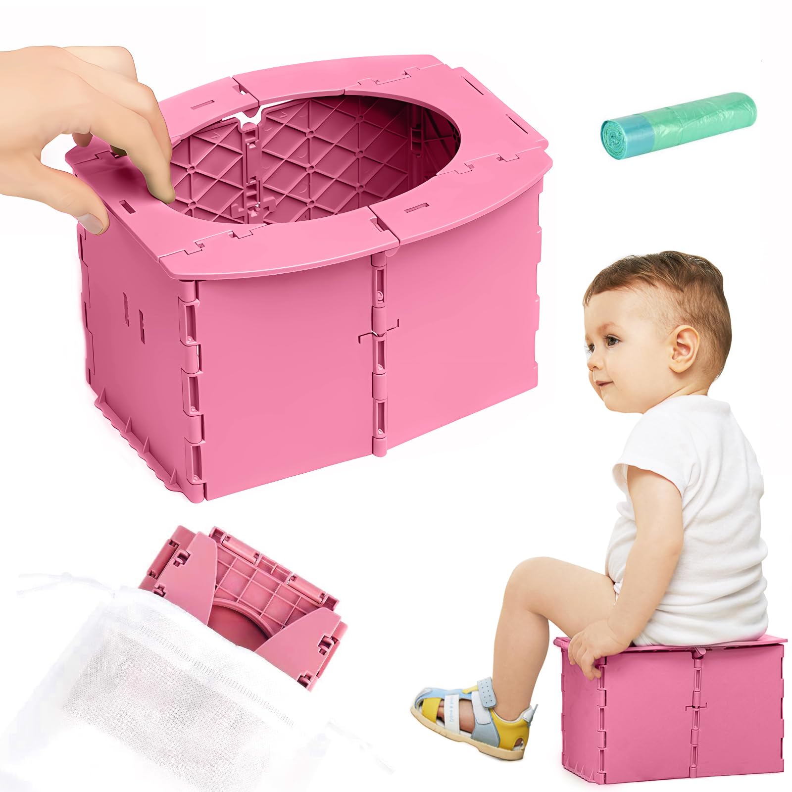 Rhastex portable-potty-seat folded demonstrates compact travel-ready design for on-the-go potty needs.