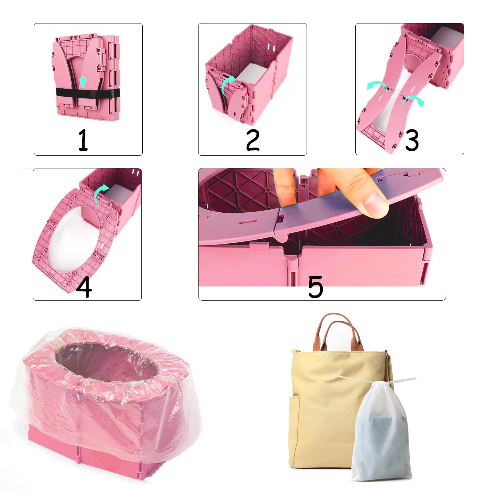 Rhastex travel-pouch-storage keeps the potty neatly tucked in a diaper bag.