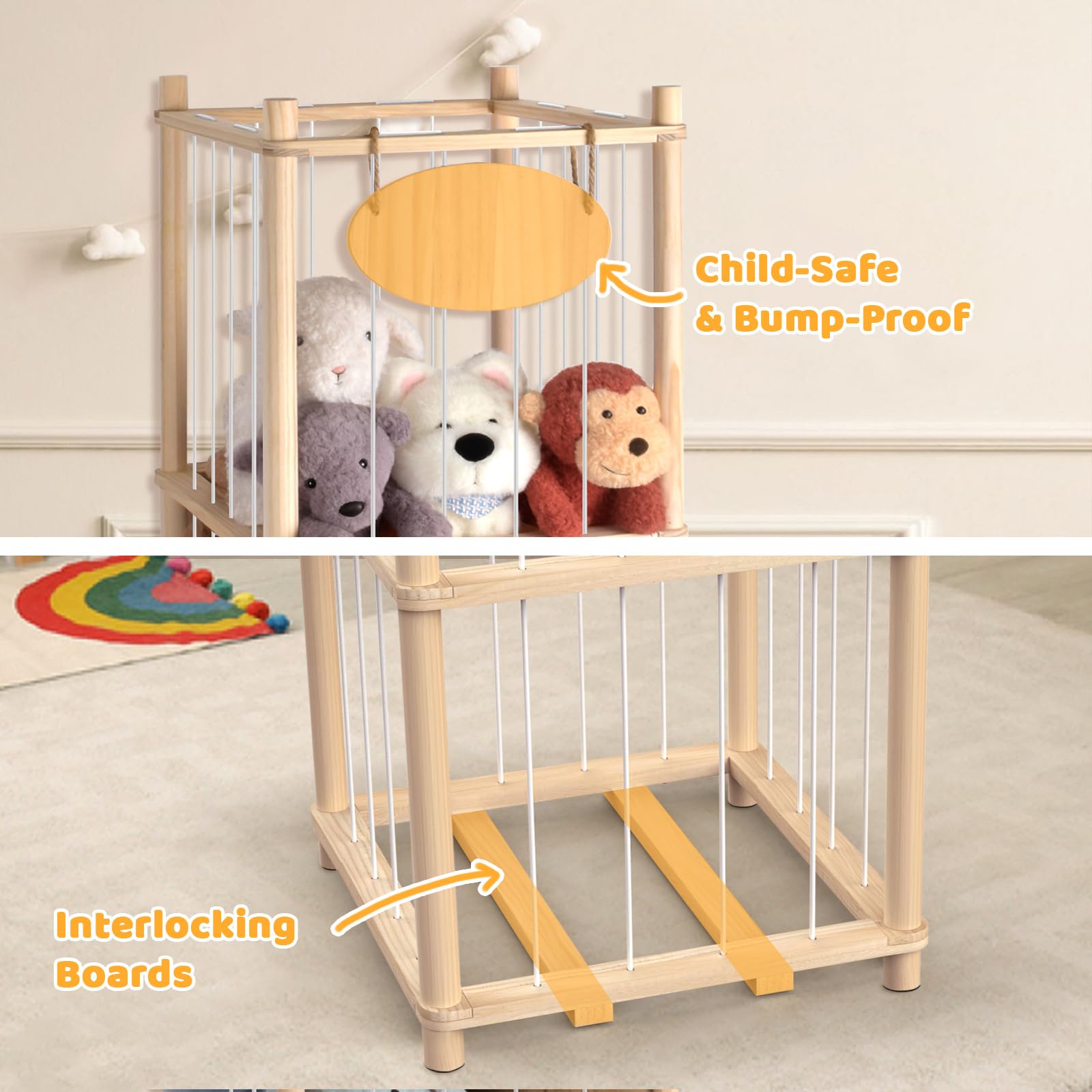 Rhyzoray personalized wooden nameplate adds playful touch to plush zoo