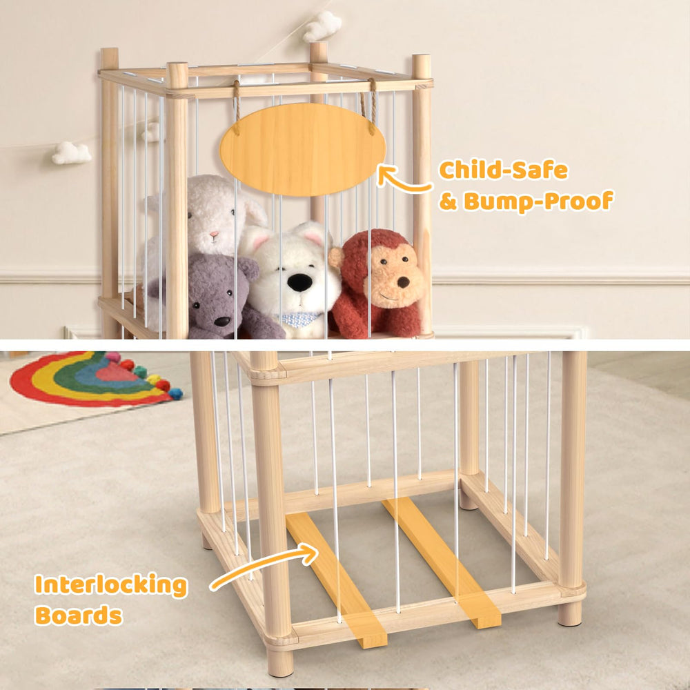 Rhyzoray personalized wooden nameplate adds playful touch to plush zoo