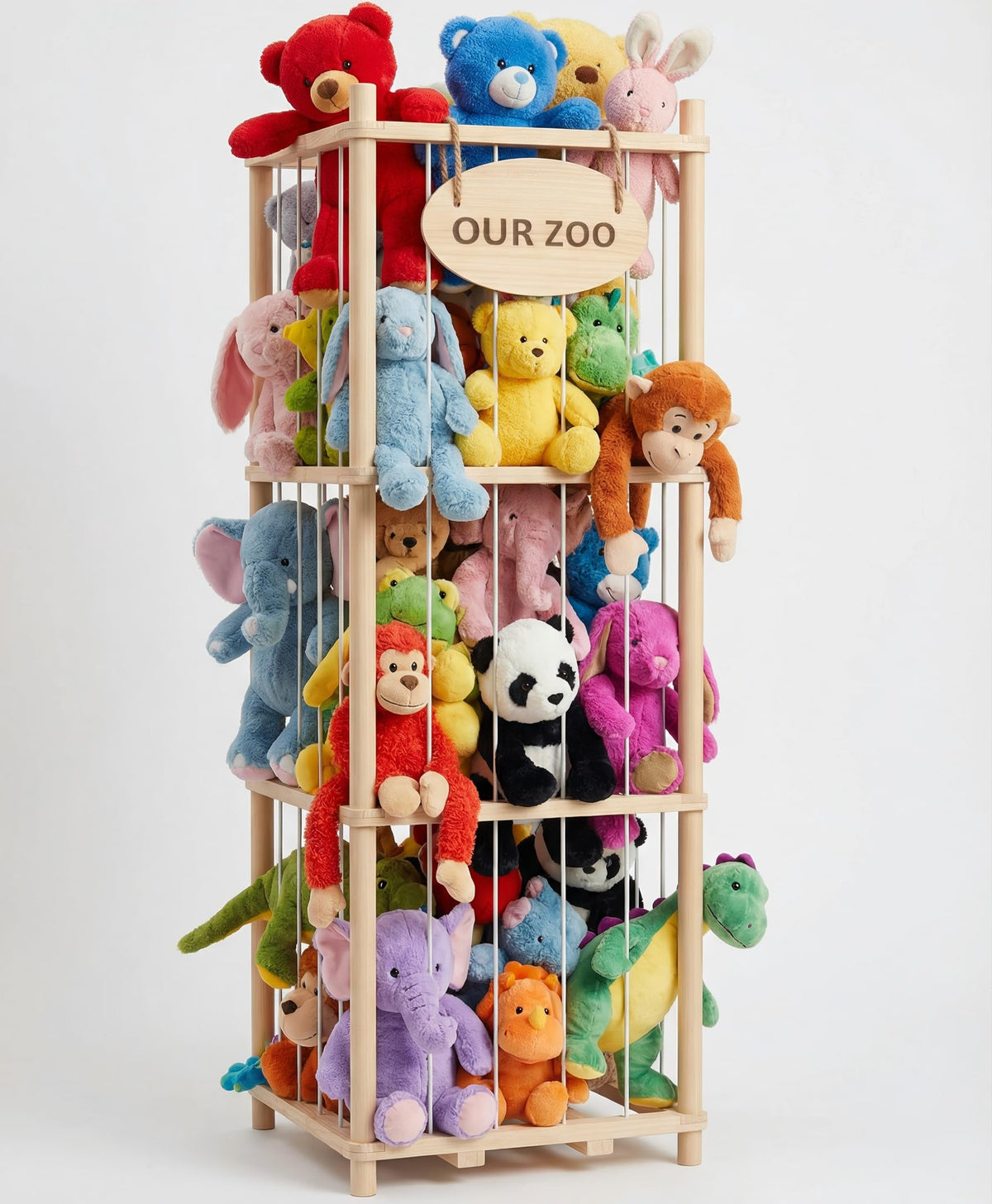 Rhyzoray stuffed animal storage organizer with cage design for tidy plush display