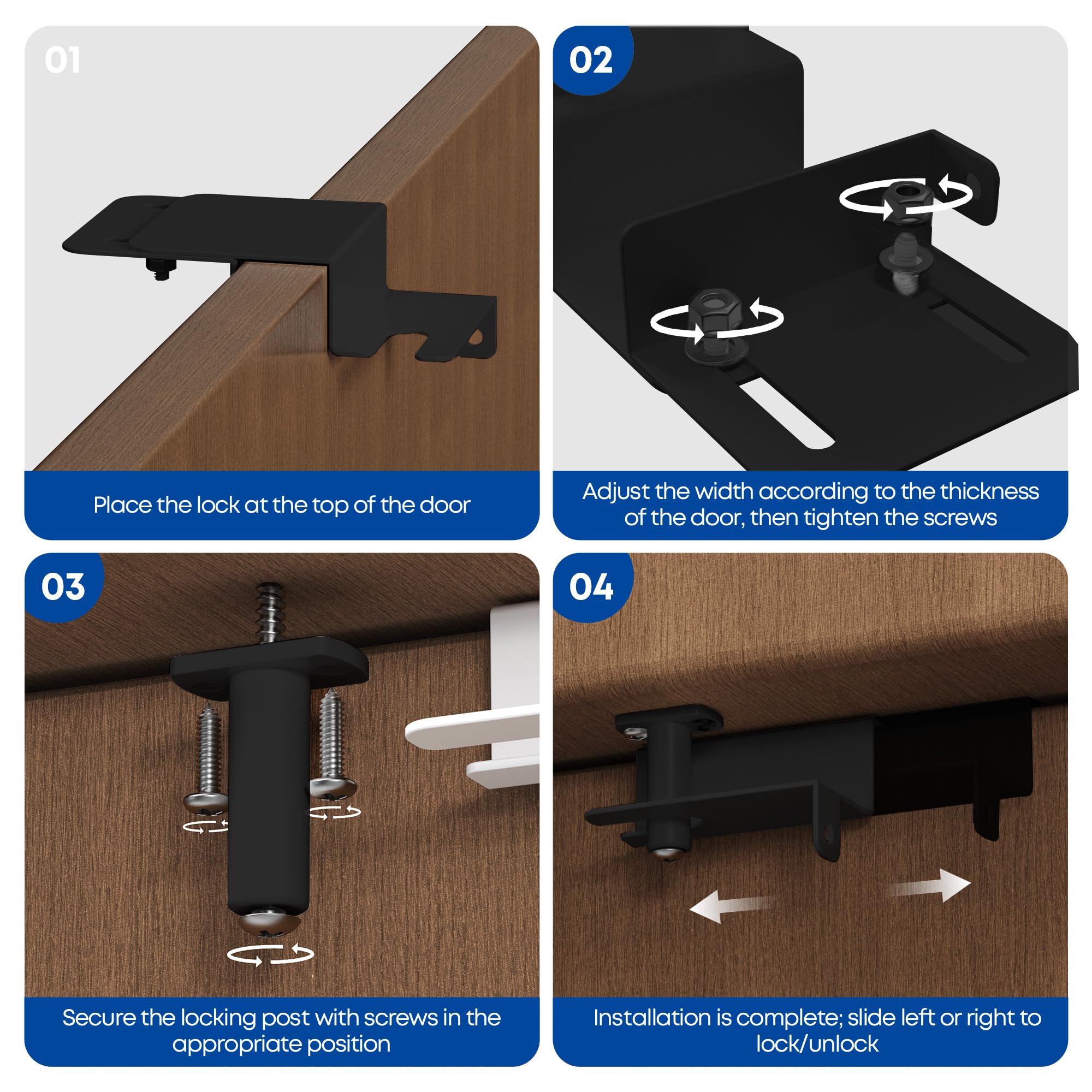 RIAUOR black door top lock blends with interiors while keeping rooms secure.