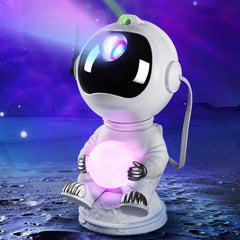 RicecdCAT Spaceman projection on wall creating playful galaxy mood.