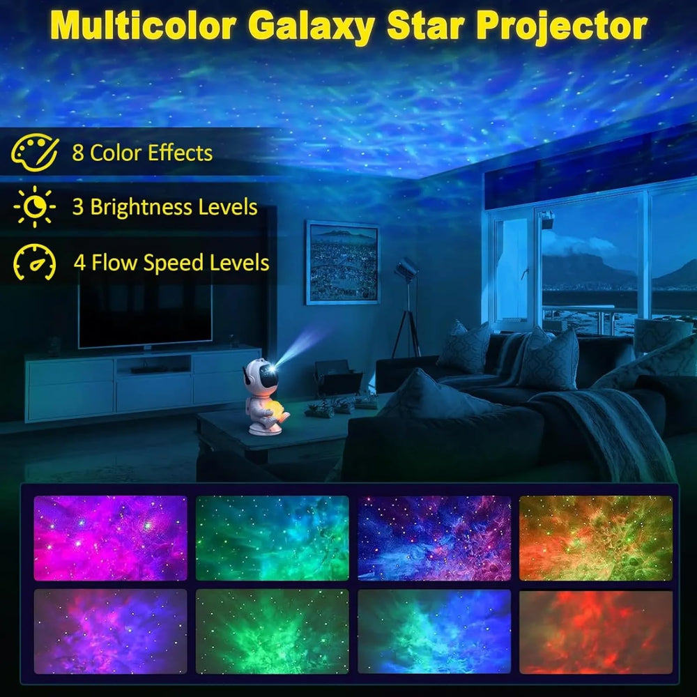 RicecdCAT Spaceman bedroom setup with soft ambient sky glow.