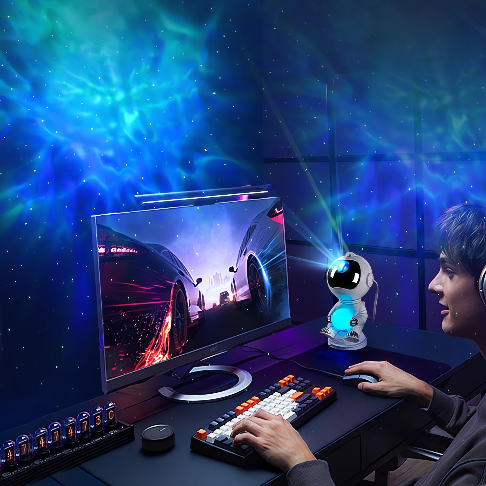 RicecdCAT Spaceman ideal for gaming rooms and date nights with glow.
