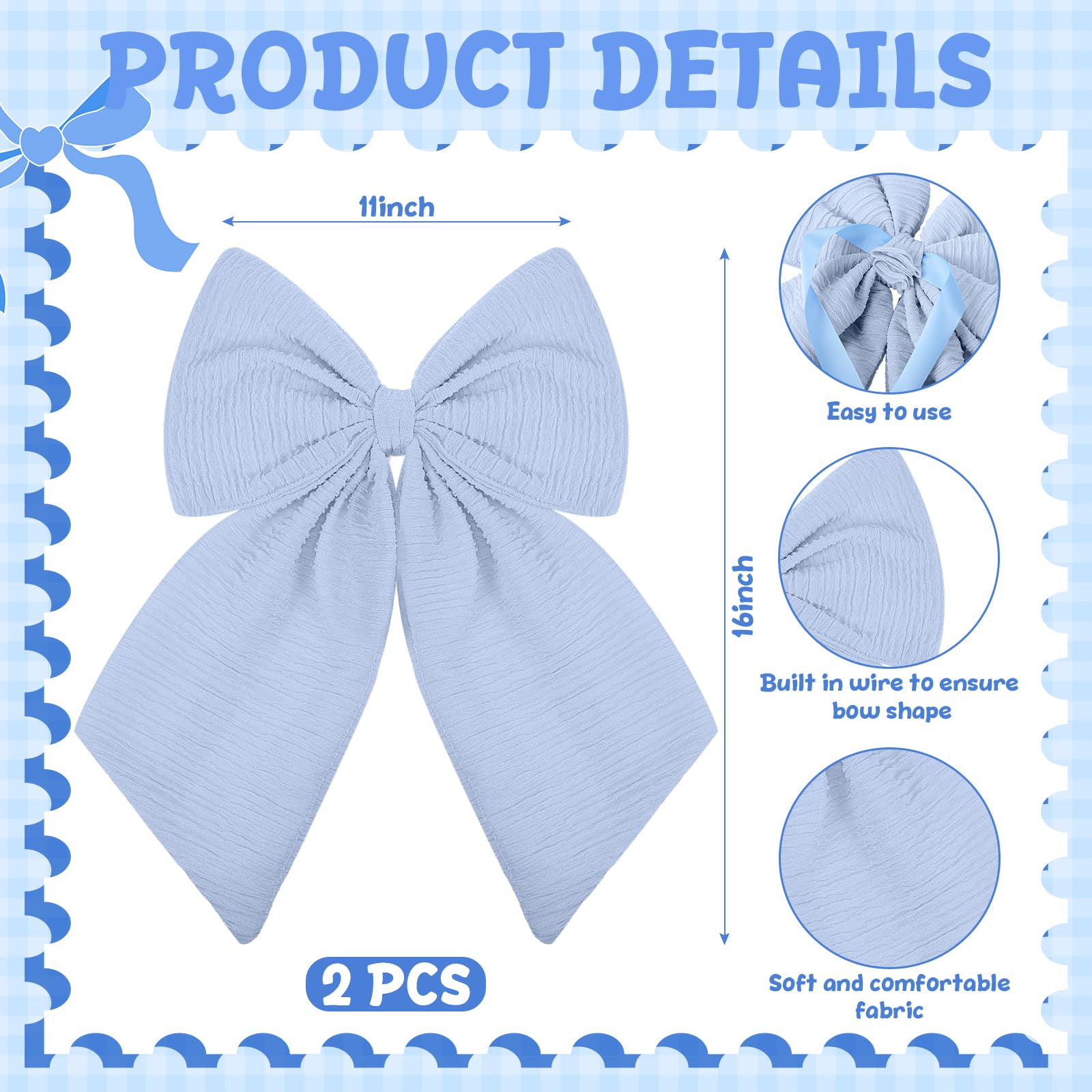 Riceshoot Coquette blue bow close-up shows textured fabric and durable shape