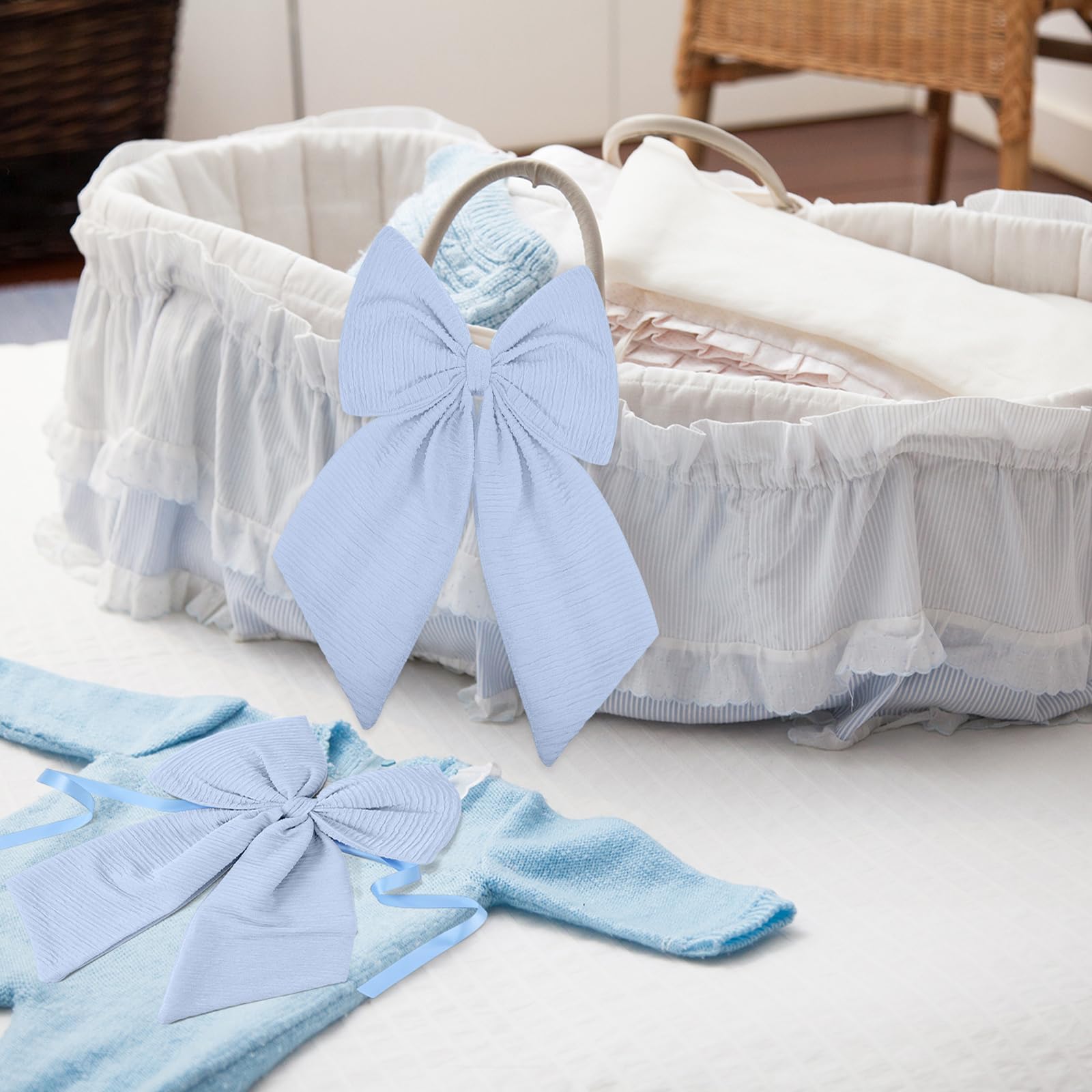 Riceshoot Coquette blue bow ideal for gender reveal party setups