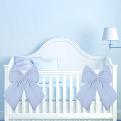 Riceshoot Coquette blue crib bow 11x16 inches ready to tie to crib rails