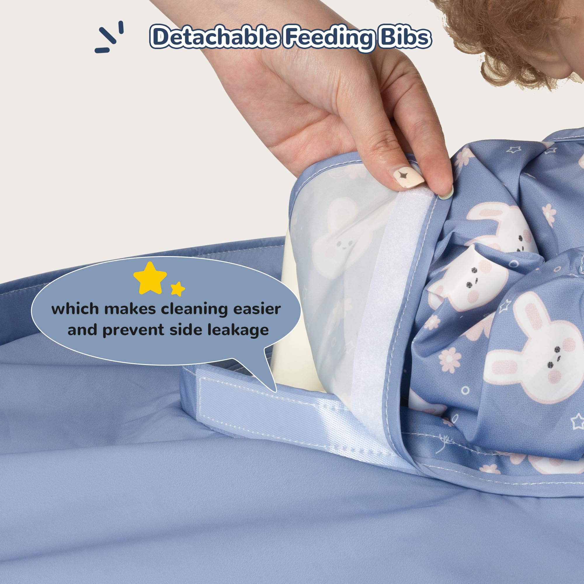 RICHER HOUSE foldable tray cover blue keeps high chair clean during messy meals