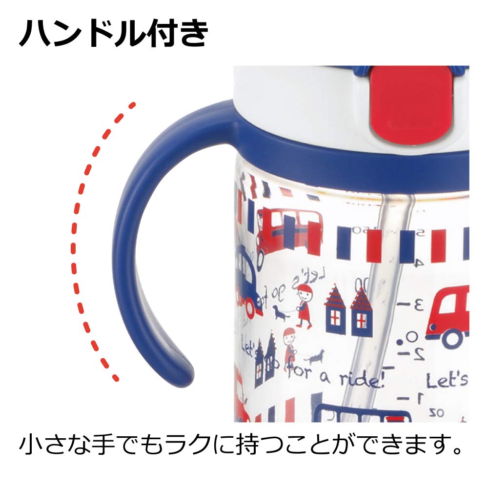 Richell Aqulea outing straw mug 200ml Navy ergonomic grip suits small hands.