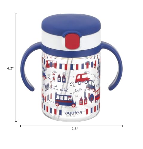 Richell Aqulea outing straw mug 200ml Navy school-friendly color for kids' days.
