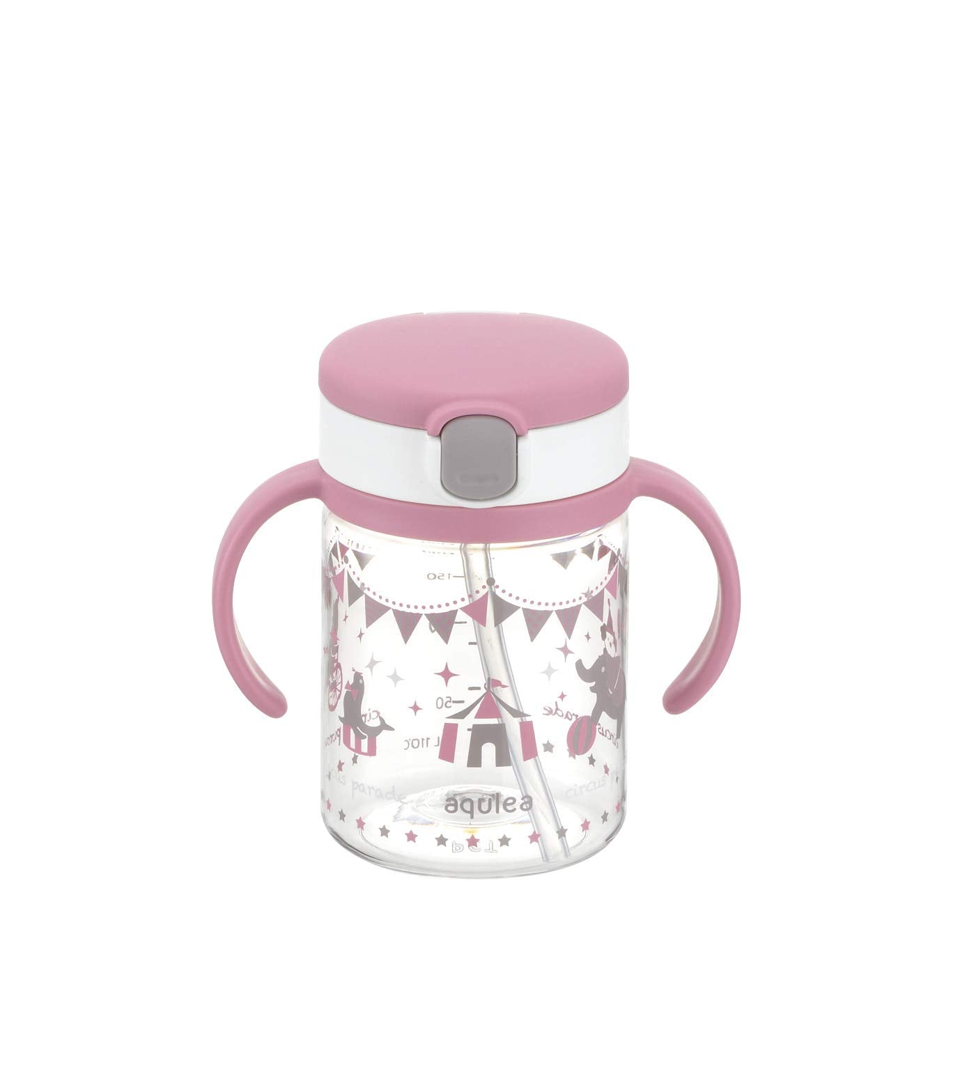 Richell Aqulea Outing Straw Mug pink cover for secure travel sipping