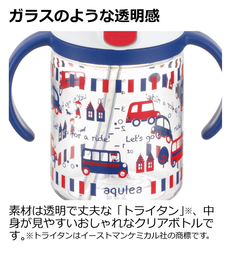 Richell Aqulea Outing Straw Mug pink lid enables easy one-handed sipping